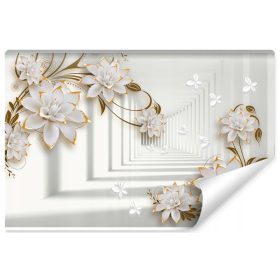   Stenska poslikava 3D rože globina tunela dnevna soba 270x405