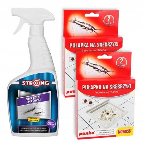 STRONG Sredstvo proti srebrni ribici in ostalim insektom 0,6 kg + 2x Pasti za srebrno ribico 0,1 kg 1000 ml