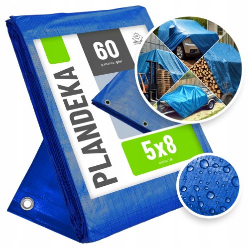 Modra Prekrivna Ponjava 5x8, 60g/m2 - Zaščitite Svojo Lastnino