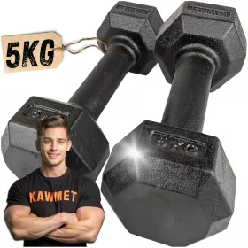 Fiksne uteži iz litega železa Kawmet 2x 5 kg