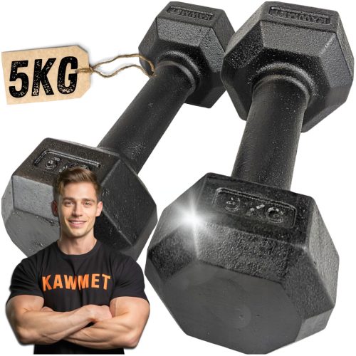 Fiksne uteži iz litega železa Kawmet 2x 5 kg