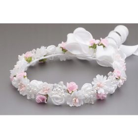   VENČEK ZA PRVO SVETO OBHAJANJE Roza in Bela Venček za Posebne Priložnosti 7m