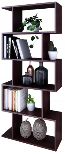 Knjižna omara BASK Wenge 76,4 cm x 176 cm x 28 cm za shranjevanje knjig in dekorativnih predmetov