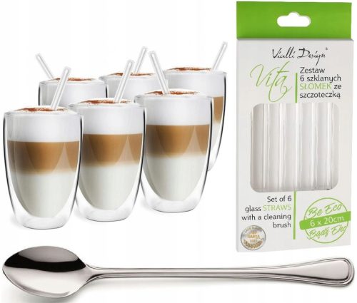 VIALLI Design Premium Stekleni Kozarci za Kavo in Čaj 350 ml 6 kosov