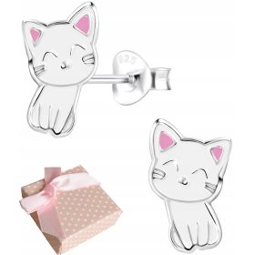 SREBRNI KOTKI UHANI ZA OTROKA, DEKLICO, MAČKO