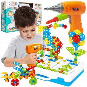   MOZAIČNA KOCKA Z ELEKTRIČNIM VIJAČEM IN VEČBARVNIMI VIJAKI