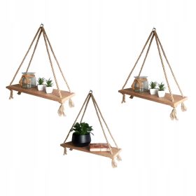   Poličnik iz hrasta Sonoma z dekorativnimi vrvmi Craft Golden Oak