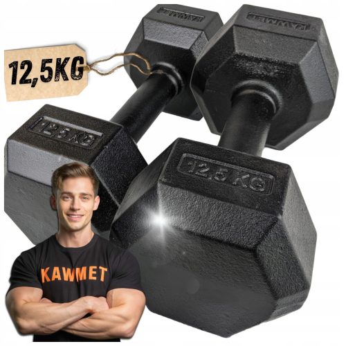 Fiksne uteži iz litega železa Kawmet 2x 12,5 kg