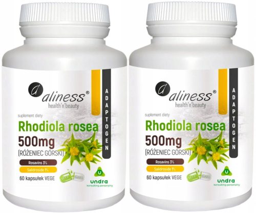 Dodatek Prehranskemu Režimu z Ekstraktom Rosenca Gorskega Rhodiola Rosea, 60 Kapsul VEGE x2