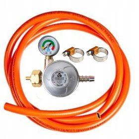 Reduktor za jeklenko z manometrom in plinsko cevjo 2m