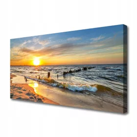 Sončni zahod na plaži, platno 120x60