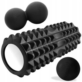   Masažni valj z wypustki in žogica Trizand 1843 črn 33x12 cm