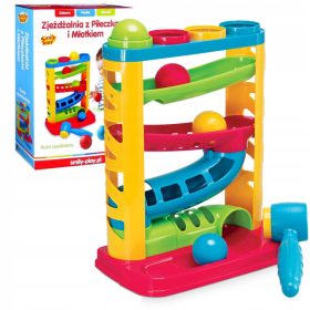 SMILY PLAY ZABAVNI TOBOGAN Z ŽOGICAMI IN KLADIVOM 1+