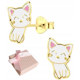 Srebrni uhani za deklice z motivom zlate mucke