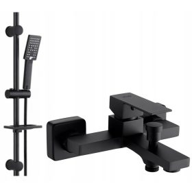   Stenska armatura za kad Valvex ARS BLACK črna + tuš palica Reihe Cubic CUB-ZND-BL