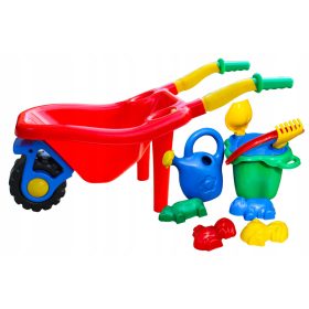 Velika vrtna samokolnica za pesek, komplet 9 elementov