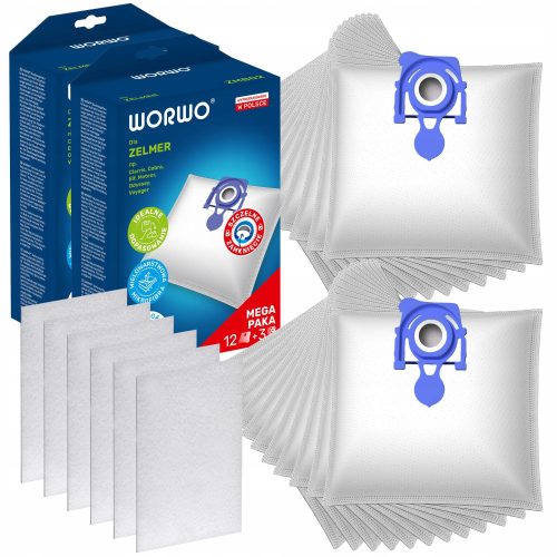 24x Worwo ZMB02K_X24 sintetične vrečke za sesalnik + 6x filtri za Zelmer Odyssey Meteor 2 Elf 2 Elf 3 Bosch AquaWash