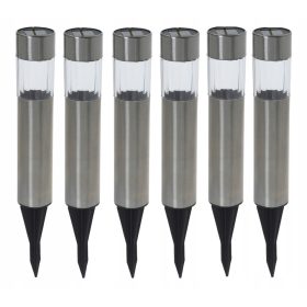  Vgradna solarna svetilka ProGarden, srebrna, 33 cm, 6 kos.