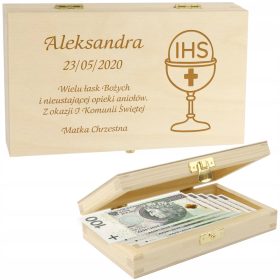 Spominek za prvo obhajilo - Lesena škatla s gravuro