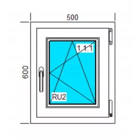 Okno PVC 500x600 RO Bela Des