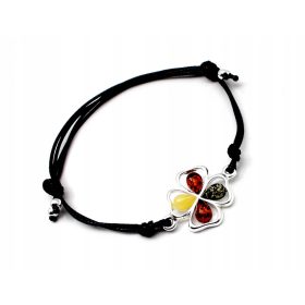 Srebrna zapestnica z baltiškim jantarjem