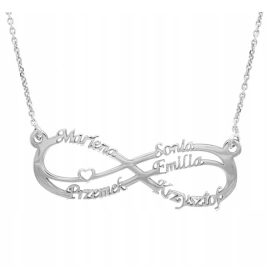  Srebrna rodinirana ogrlica Infinity s 5 imeni