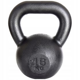 elezni Kettlebell Kawmet 16 kg črno barvani odbojnik