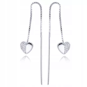    Uhani Euforia K2260 iz srebrnih srčkov s kubičnim cirkonijem, 6 cm