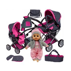   MarioToys Slovenija 9346 set vozička za punčke 3 v 1 s punčko