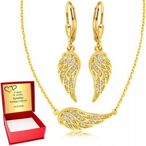 Zlata verižica in uhani s cirkoni Euforia Golden Wings