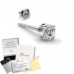 Moški srebrni uhani s belim cirkonom, premer 3 mm