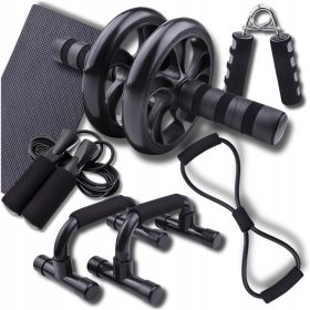   Fitnes komplet za vadbo doma 7 v 1, valj, skakalna vrv, podloga, ekspander, spone