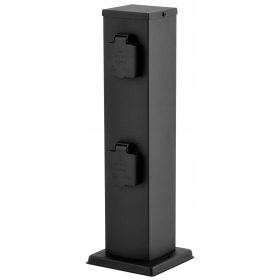 Vrtni stebriček z 4 vtičnicami Ledar (brez) 39 cm črn