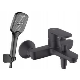   Stenska enoročna armatura za kad Hansgrohe Vernis Blend črna + vidna tuš garnitura Reihe EMOS