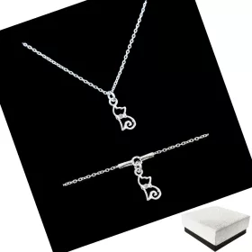   Srebrni komplet nakita Mačke Ogrlica Mačka Zapestnica Kristalna Mačka