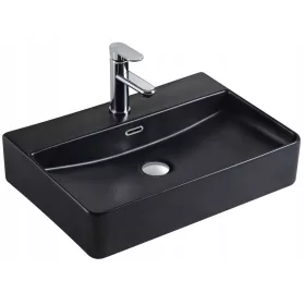   Pravokotni keramični namizni umivalnik Reihe Trex 60 cm črne barve