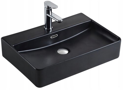 Pravokotni keramični namizni umivalnik Reihe Trex 60 cm črne barve