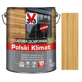   Optimized Name: Prozorna lazura V33 za slovenski trg 5L saten

Optimized Description: Prozorna lazura V33 za slovenski trg je idealna za zaščito zunanjega in notranjega lesa pred škodljivimi UV žarki 