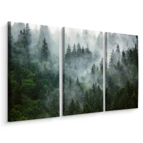 TRYPTYK slika Gozd v megli Drevesa Narava 3D 120x80