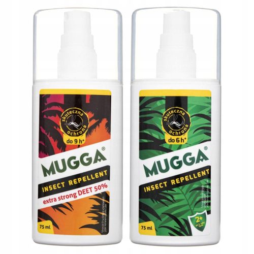 Mugga zaščitni sprej proti insektom 75 ml 50% DEET + Mugga Extra Strong repelent za insekte 75 ml
