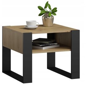   Eleganten klubski mizici Kaja 60 x 63,6 x 50 cm črne barve iz obrtniškega hrasta