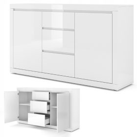   Bela komoda Bim Furniture Bello Bianco III 150 x 40 x 89 cm sijaj