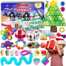   ADVENTNI KOLEDAR Z ANTISTRESNIMI IGRAČAMI FIDGET TOYS IN VELIKIM OBESKOM ZA KLJUČE