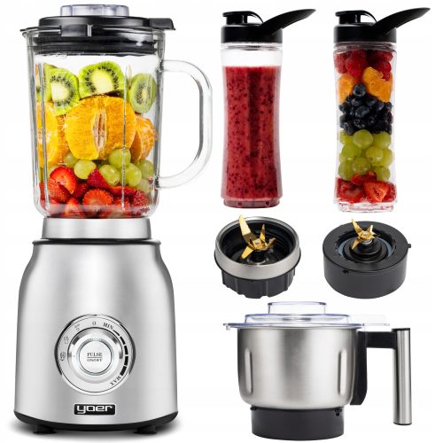 Optimized name: Yoer Titano JB03S 4v1 1800 W stekleni mešalnik s kavnim mlinčkom in 2 INOX steklenicama za vodo 2,4 L XXL

Optimized description: 
Yoer Titano JB03S je vrhunski 4v1 stekleni mešalnik, 