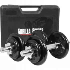 Gorilla Sports 2x 10 kg Nastavljive Ročice v Kovčku