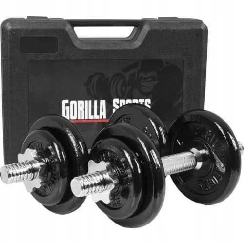 Gorilla Sports 2x 10 kg Nastavljive Ročice v Kovčku