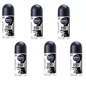 NIVEA MEN Črno Beli Moški Antiperspirant Roll-On 50 ml x 6