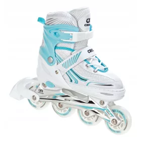   Rolerji Croxer Optima White/Mint, nastavljivi 39-42, Abec7 kolesa

Rolerji Croxer Optima White/Mint so odlična izbira za ljubitelje rolanja. Ti kakovostni rolerji so opremljeni z nastavljivim trakom z