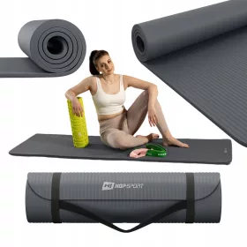 Podloga za vadbo Hop-Sport 190 cm x 60 cm siva