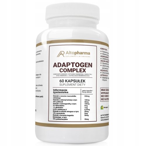 Adaptogen Complex AltoPharma - Naravna podpora za vitalnost in obvladovanje stresa, 60 kapsul